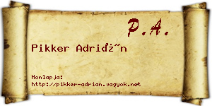 Pikker Adrián névjegykártya